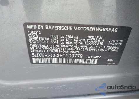 2014 BMW X5 Sdrive35I from USA, damaged, VIN 5UXKR2C5XE0C00779